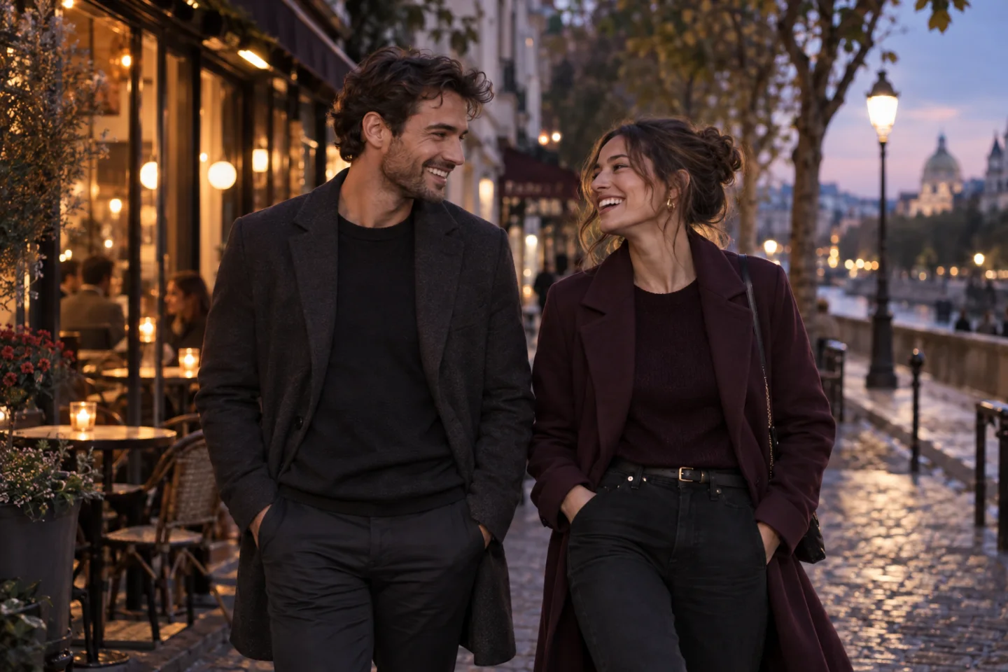 Two adults enjoying a relaxed walk together